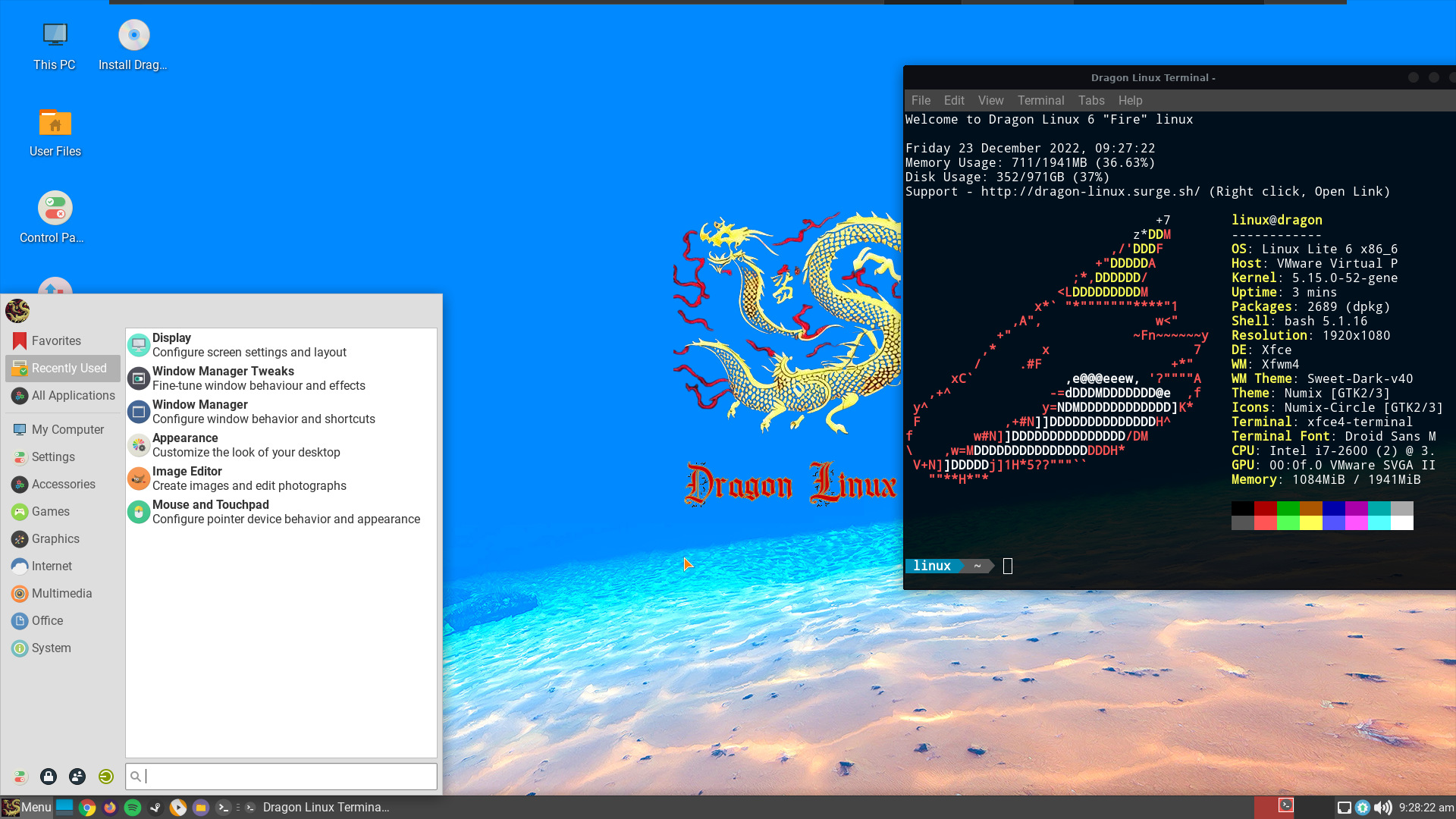Dragon Linux on a laptop